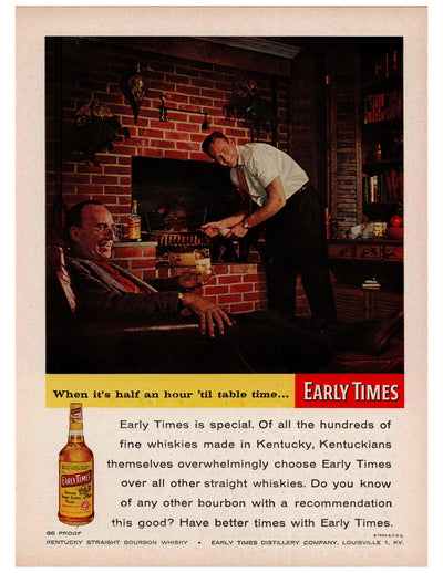 Early Times Fireplace Whiskey Ad circa. 1953