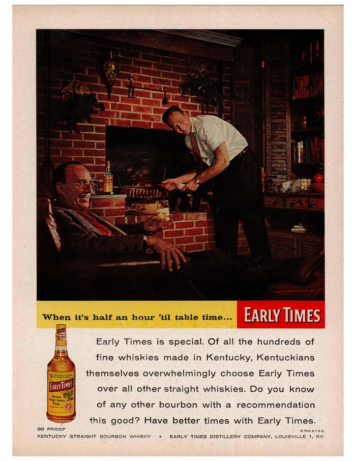 Early Times Fireplace Whiskey Ad circa. 1953