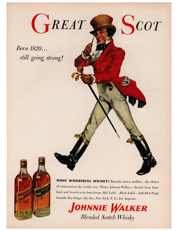 Johnnie Walker Great Scot Whisky Ad circa. 1957