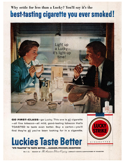 Lucky Strike Dining Car Couple Ad circa. 1956