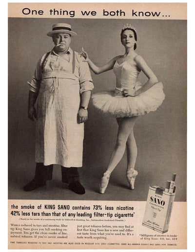 King Sano Ballerina and Butcher Cigarette Ad circa. 1962