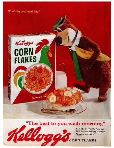 Kellogg's Corn Flakes Bear Breakfast Ad circa. 1958