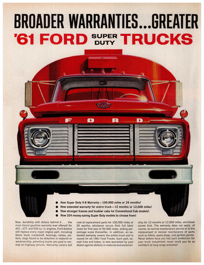 1961 Ford Super Duty Truck Front View Ad circa. 1961