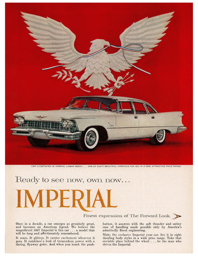 Imperial Ready to See Now Car and Eagle Ad circa. 1955