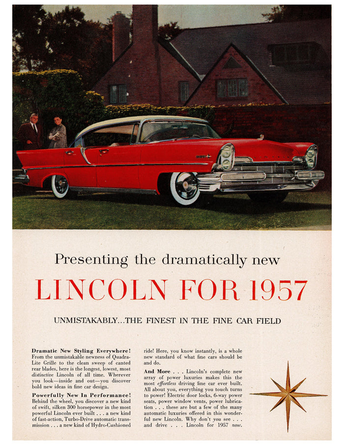 Lincoln for 1957 Red Hardtop Ad circa. 1960