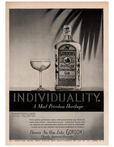 Gordon's Gin Individuality Heritage Ad circa. 1953