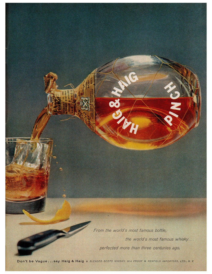 Haig & Haig Famous Bottle Pouring Ad circa. 1954