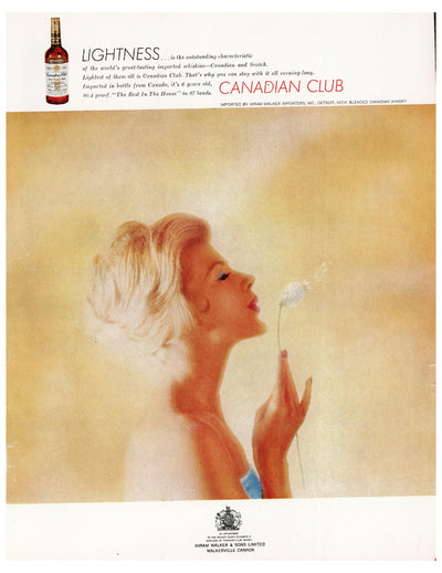 Canadian Club Lightness Blonde Woman Ad circa. 1953