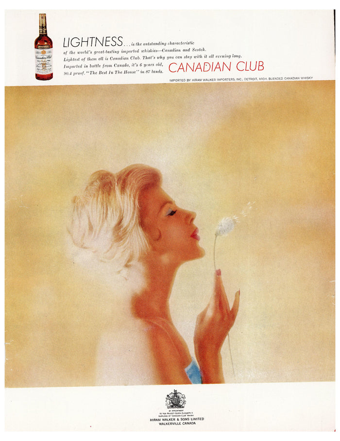 Canadian Club Lightness Blonde Woman Ad circa. 1953