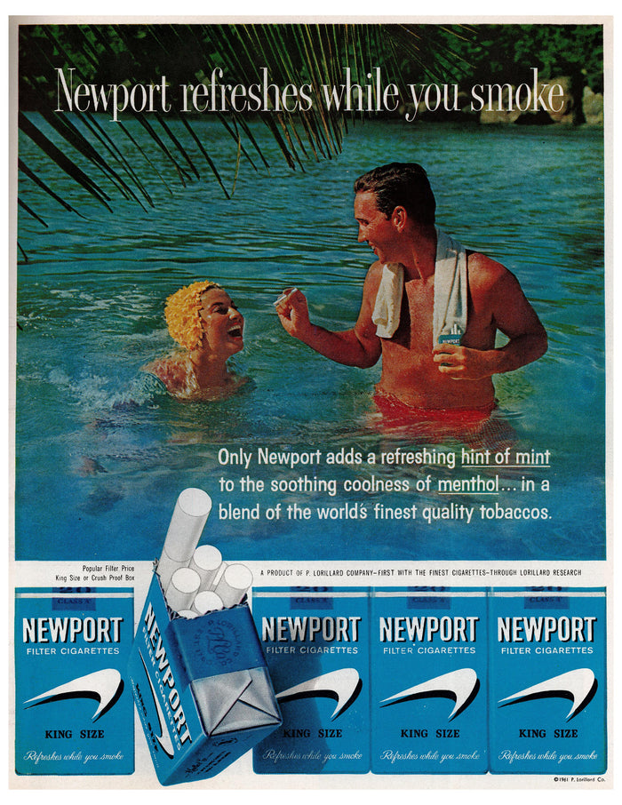 Newport Refreshes While You Smoke Pool Ad circa. 1958