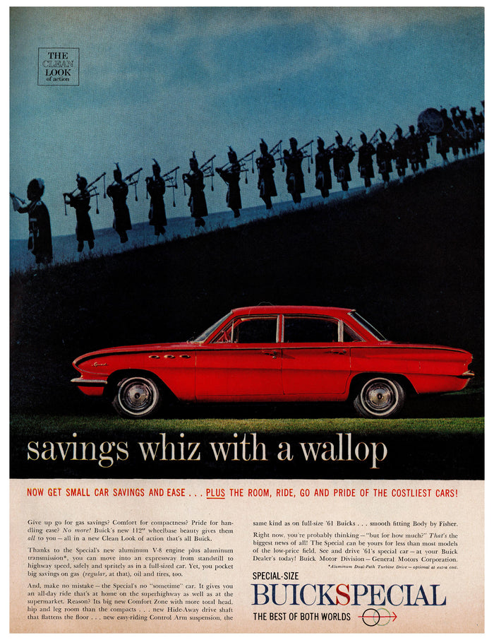 Buick Special Savings Whiz with a Wallop Ad circa. 1954