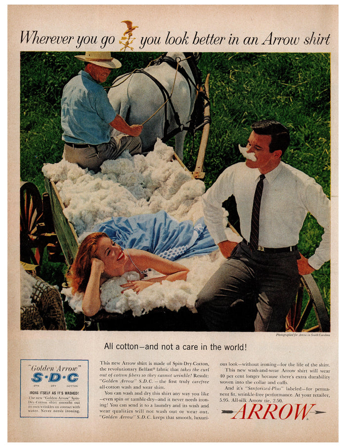 Arrow Shirts All Cotton Wagon of Cotton Ad circa. 1960